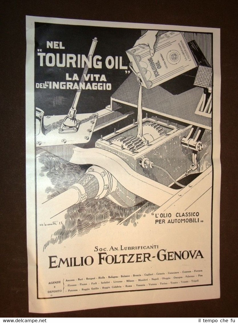 Pubblicità dei primi del '900 Olio per automobili Emilio Foltzer …