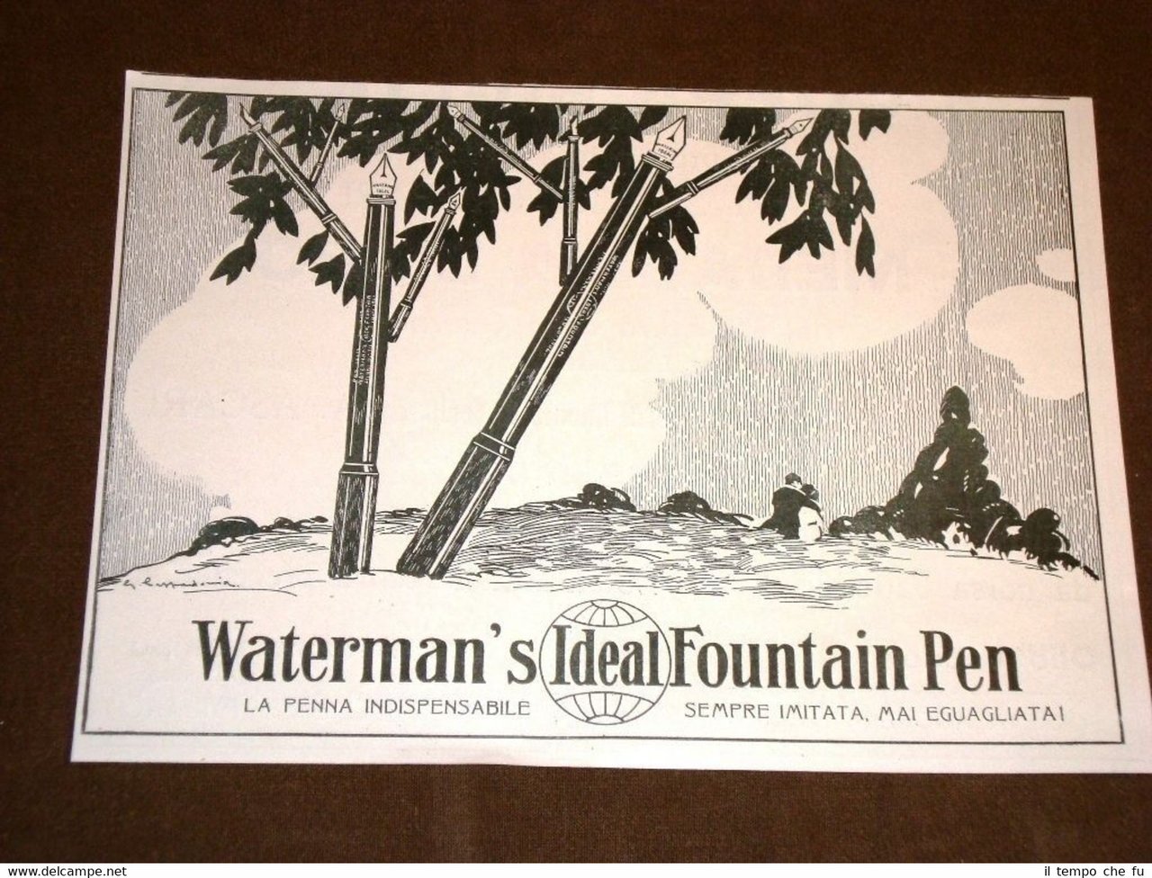 Pubblicità dei primi del '900 Penna stilografica Waterman's Ideal Fountain …