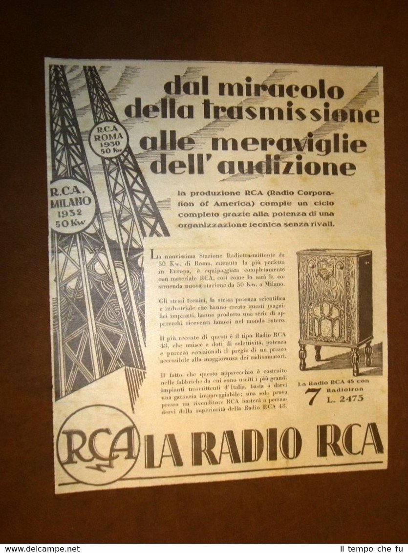 Pubblicità dei primi del '900 Radio RCA Milano