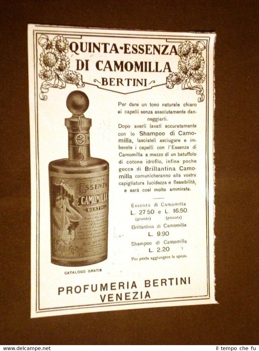 Pubblicità dei primi del '900 Shampoo di camomilla Bertini - …