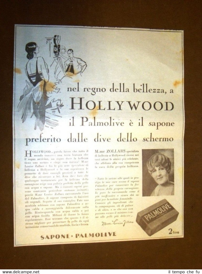Pubblicità del 1908 Sapone Palmolive Usato anche ad Hollywood Zollars
