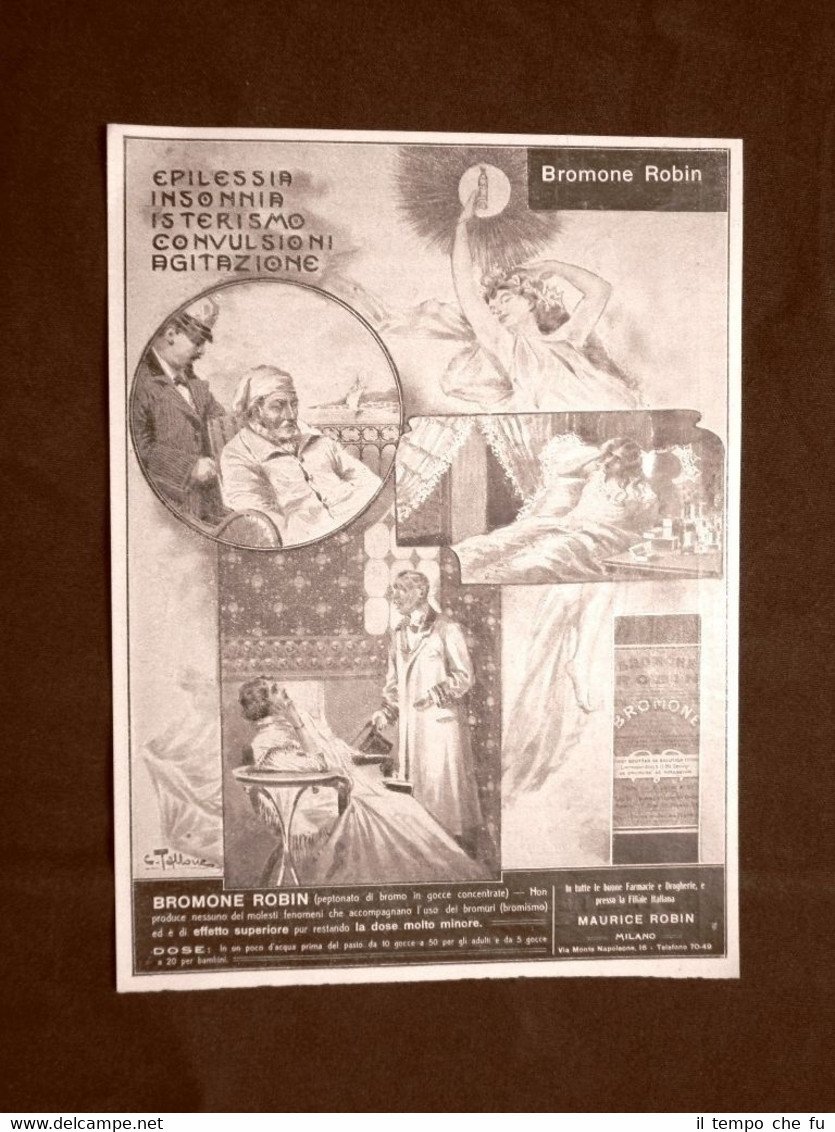 Pubblicità del 1910 Per l'epilessia e l'isterismo Bromone Maurice Robin, … | Immagine principale