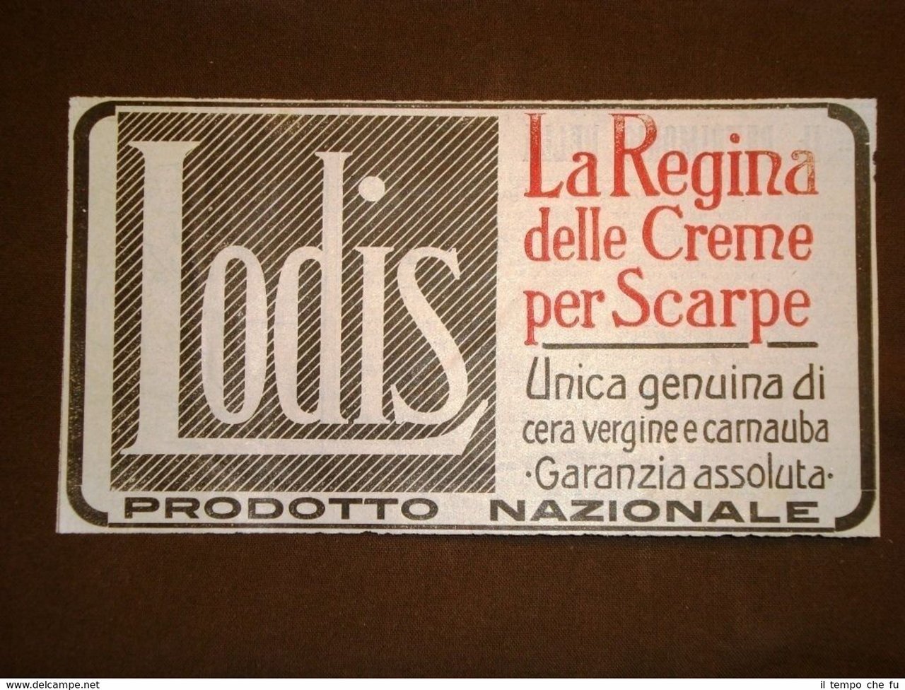 Pubblicità del 1916 Lodis La Regina delle creme per scarpe