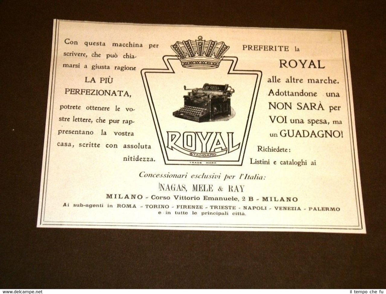 Pubblicità del 1920 Macchina da scrivere Royal Dalton Nagas Mele …