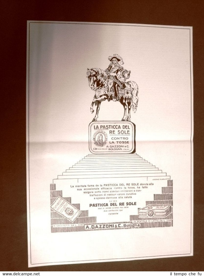 Pubblicità del 1924 La pasticca o pastiglia del Re Sole …