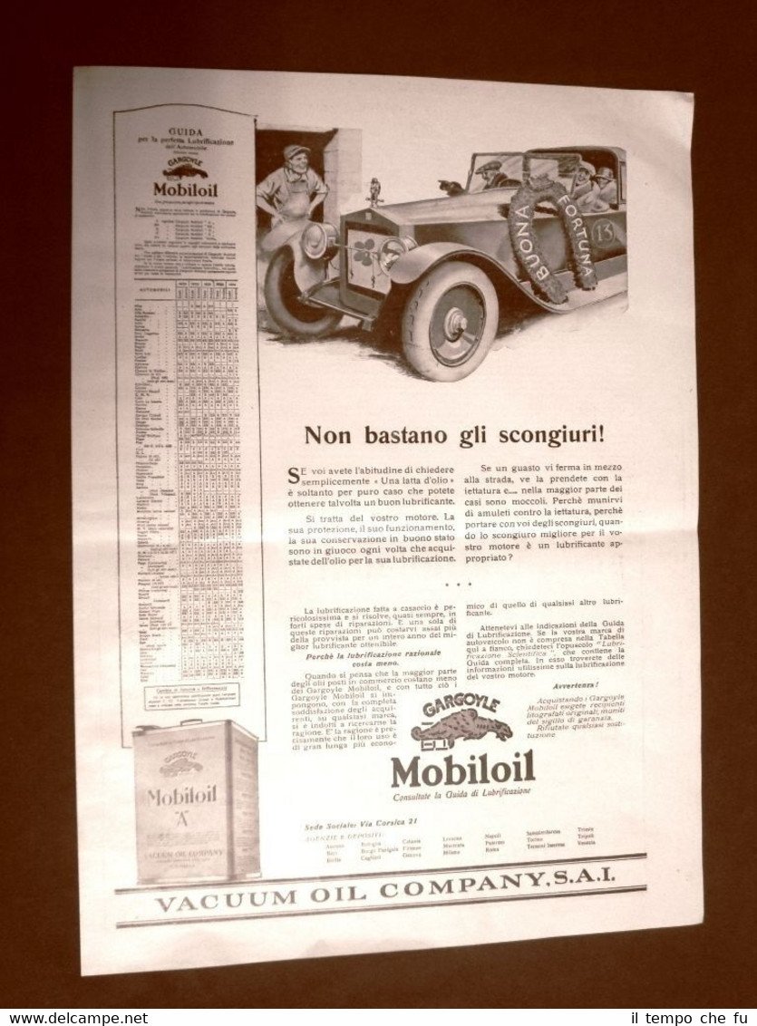 Pubblicità del 1924 Olio auto Gargoyle Mobiloil Vacuum Oil Company … | Immagine principale