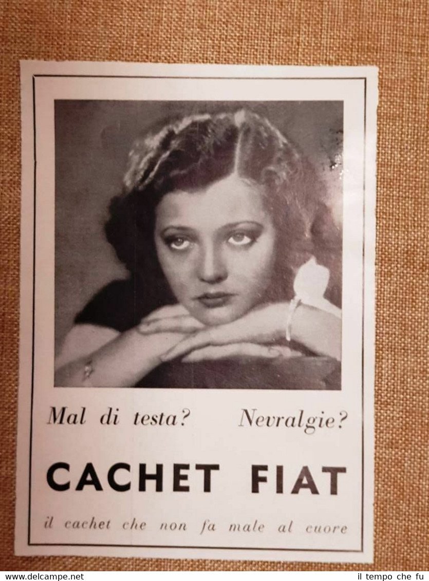 Pubblicità del 1935 Cachet FIAT Mal di testa e nevralgie …