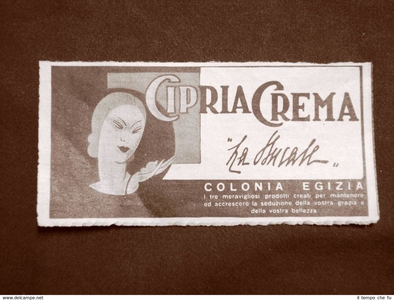 Pubblicità del 1935 Cipria crema La Ducale Colonia Egizia