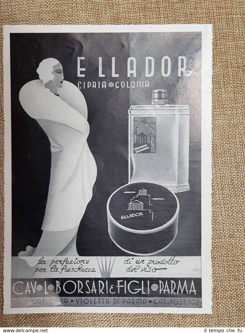 Pubblicità del 1935 Ellador Cipria colonia Violetta Borsari & Figli …