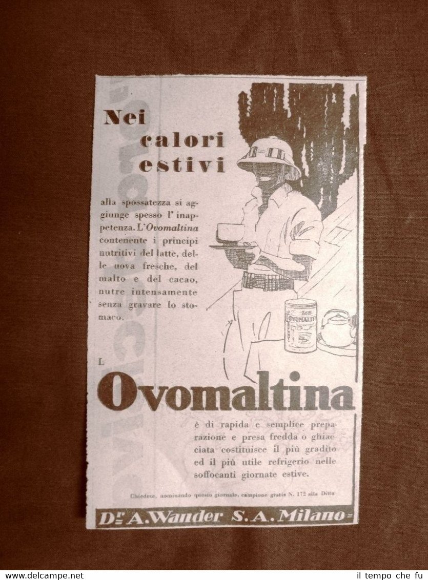 Pubblicità del 1940 Ovomaltina Dr A. Wander S.A. Milano