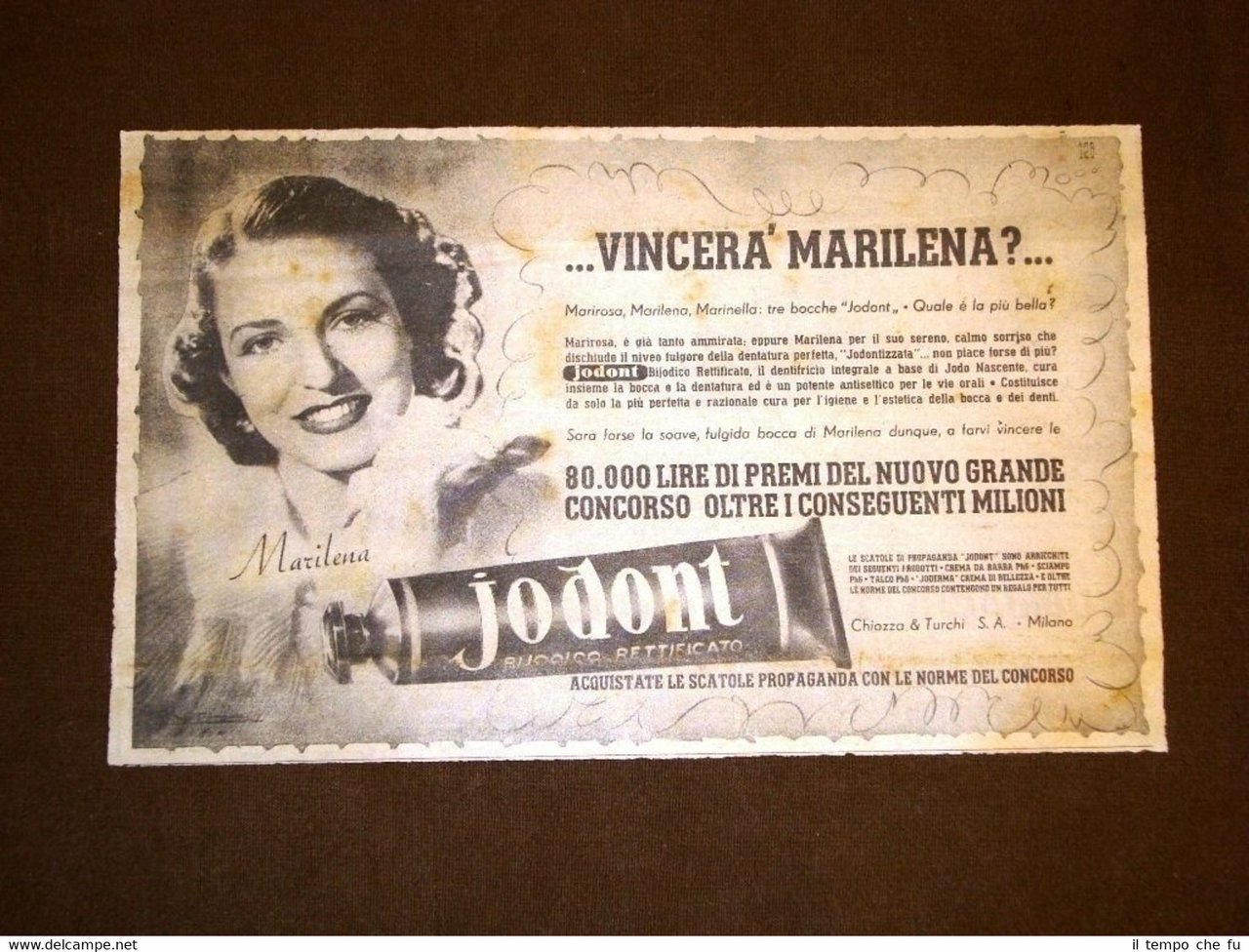 Pubblicità del 1941 Dentifricio Jodont Chiozza & Turchi S.A. Milano …