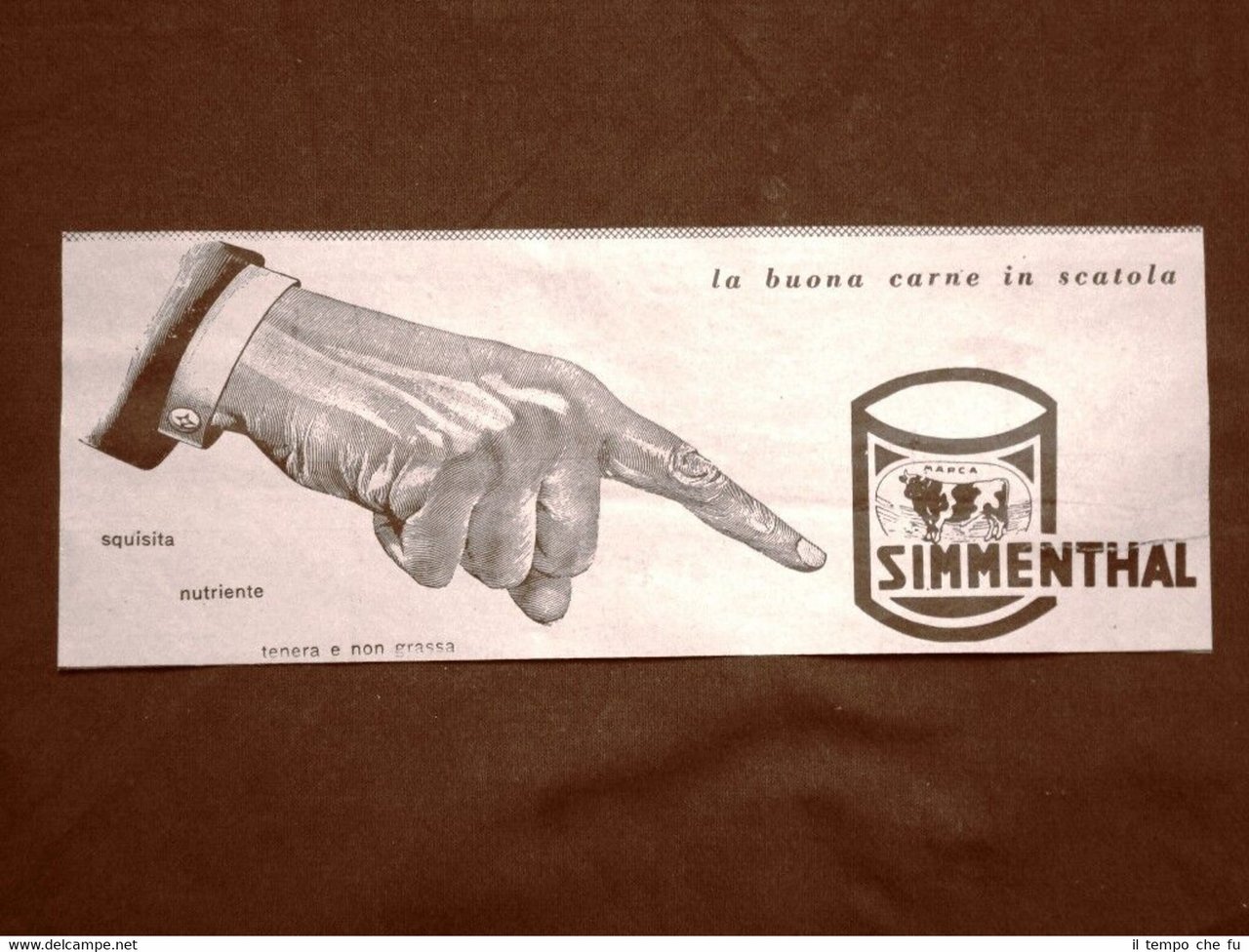 Pubblicità del 1957 Simmenthal Carne squisita, nutriente, tenera e non …