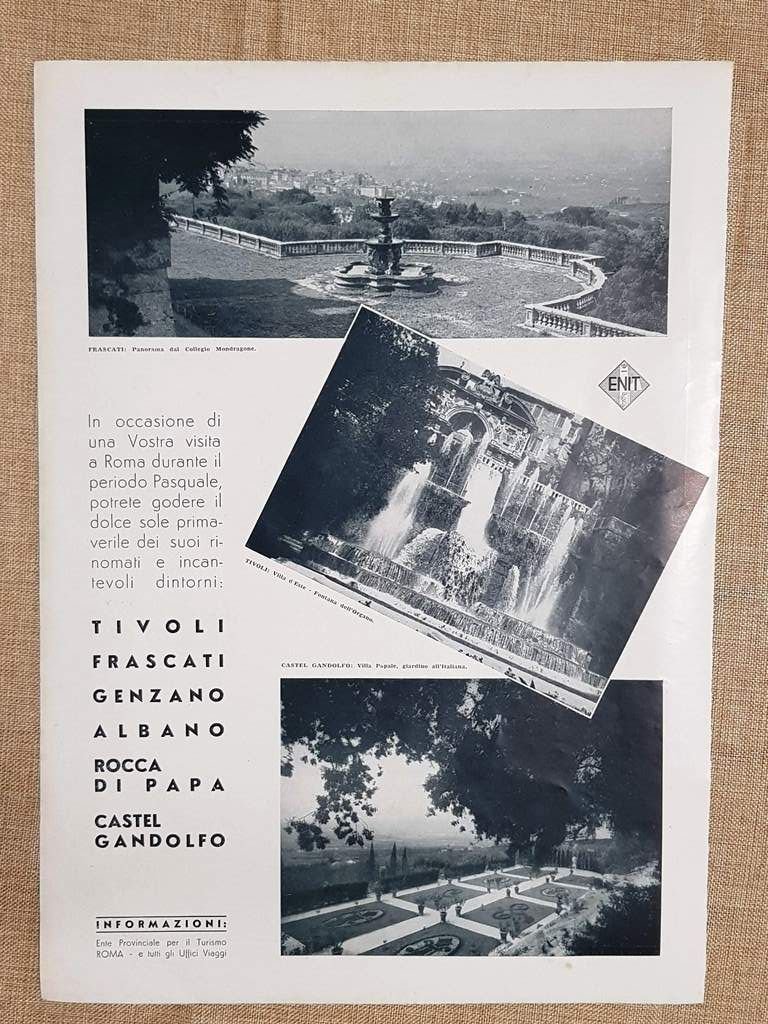 Pubblicità Epoca per Collezionisti Anno 1941 Roma Tivoli Frascati Genzano …
