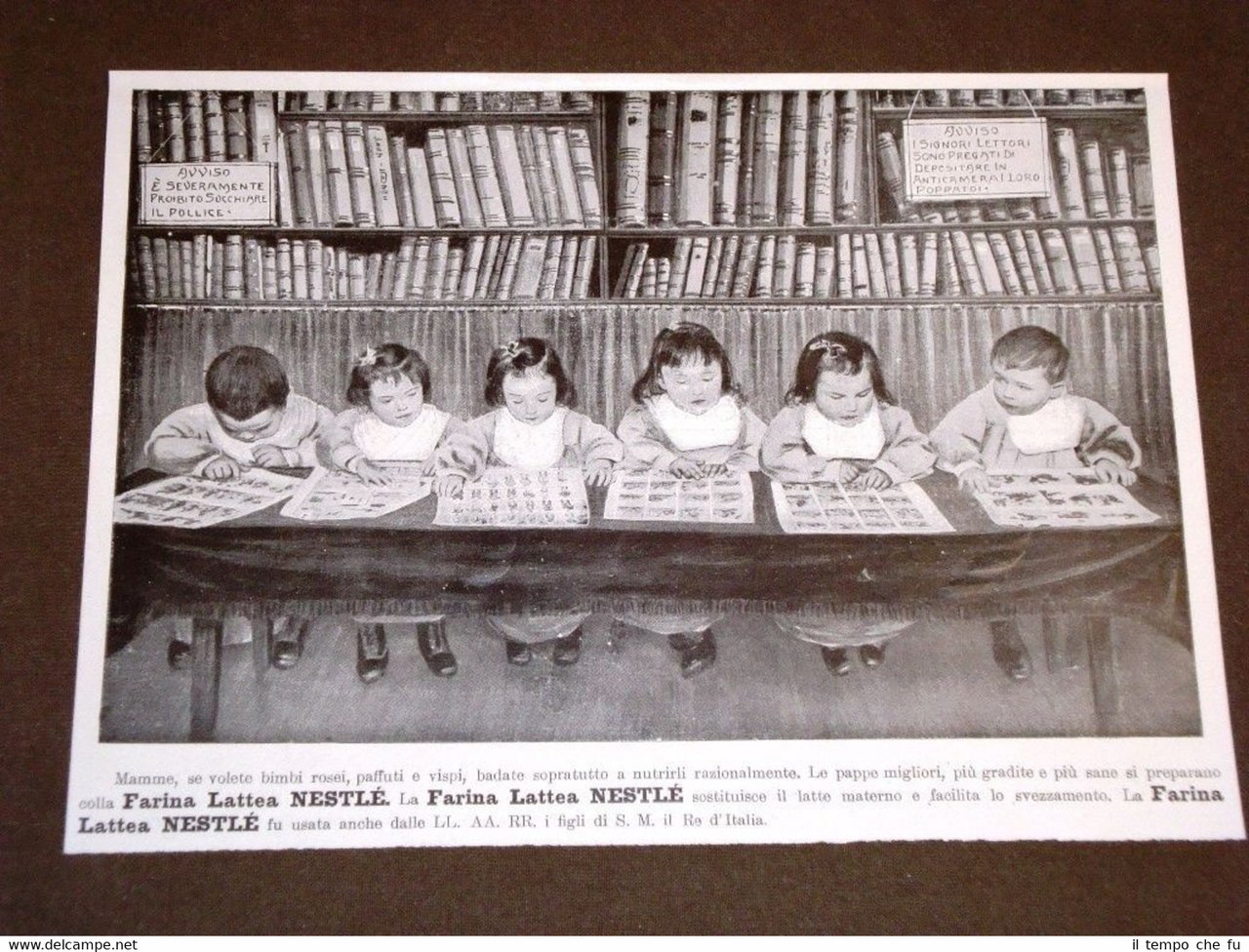 Pubblicità Epoca per Collezionisti del 1909 Farina lattea Nestlè biblioteca