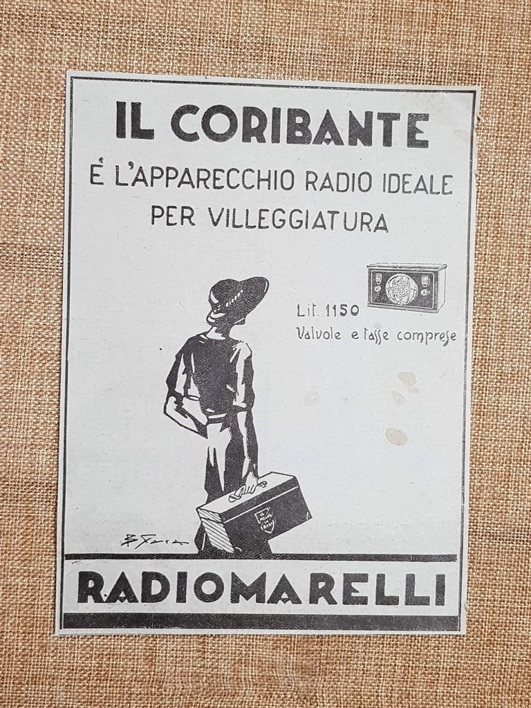 Radiomarelli Coribante Ideale per villeggiatura Pubblicità degli inizi del '900