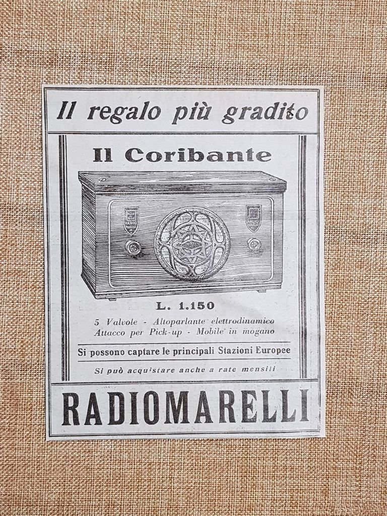 Radiomarelli Il coribante Il regalo più gradito Pubblicità degli inizi …