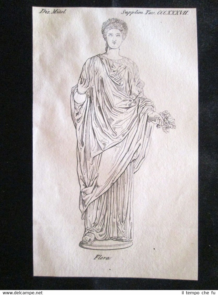 Raffigurazione di Flora Incisione all'acquaforte del 1820 Mitologia Pozzoli