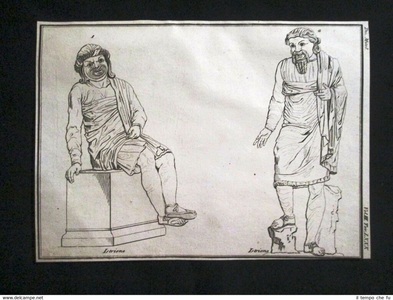 Raffigurazione di Istrioni Incisione all'acquaforte del 1820 Mitologia Pozzoli | Immagine principale