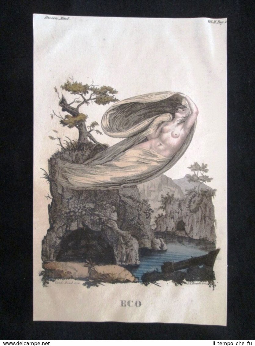 Rappresentazione di Eco Incisione colorata a mano del 1820 Mitologia …