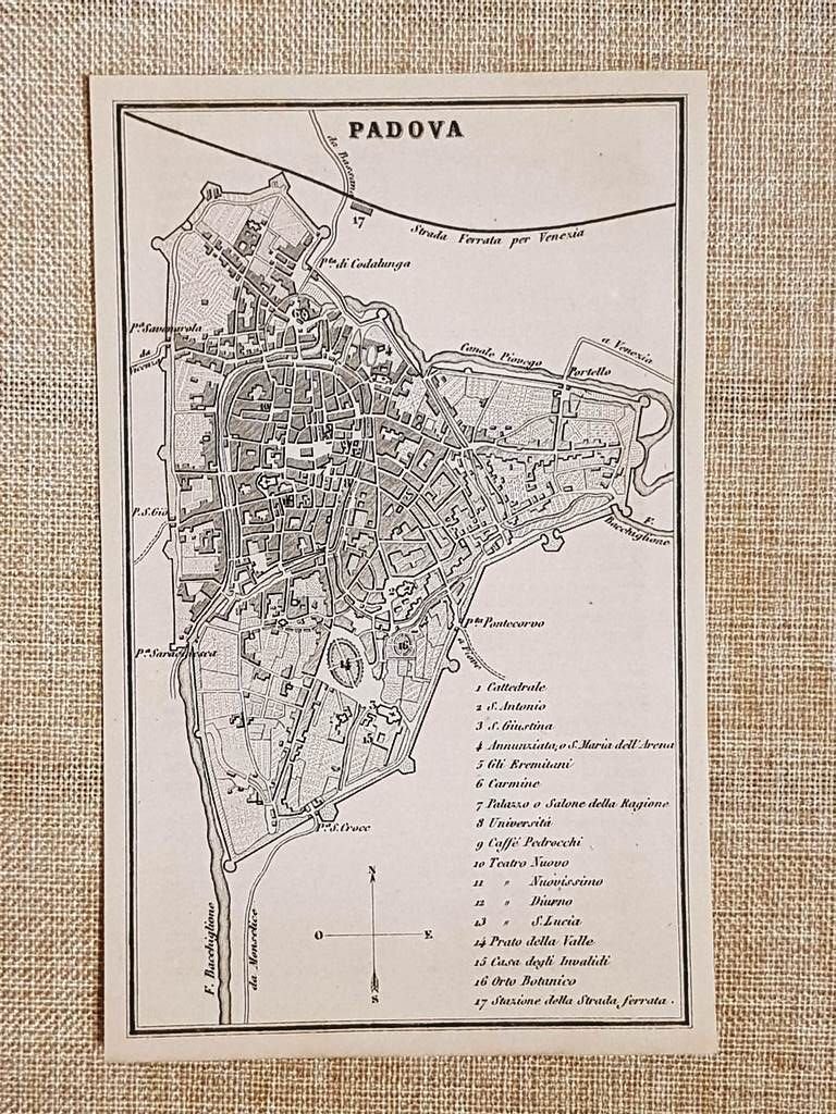 Rara pianta topografica di Padova Anno 1873 Artaria di Ferdinando …