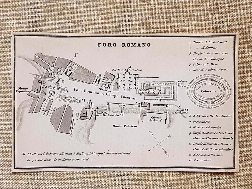 Rara pianta topografica Foro Romano Anno 1873 Artaria di Ferd. …