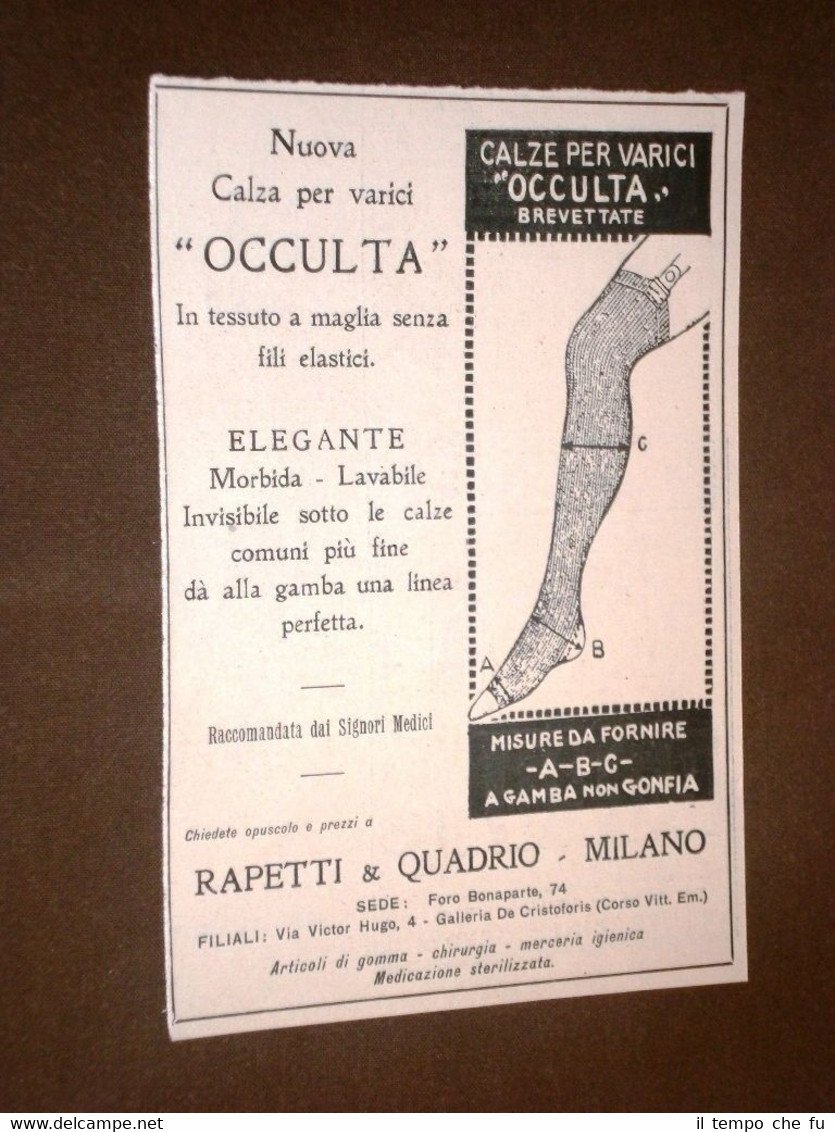 Rara pubblicità dei primi del 1900 Calza varici Occula Rapetti …