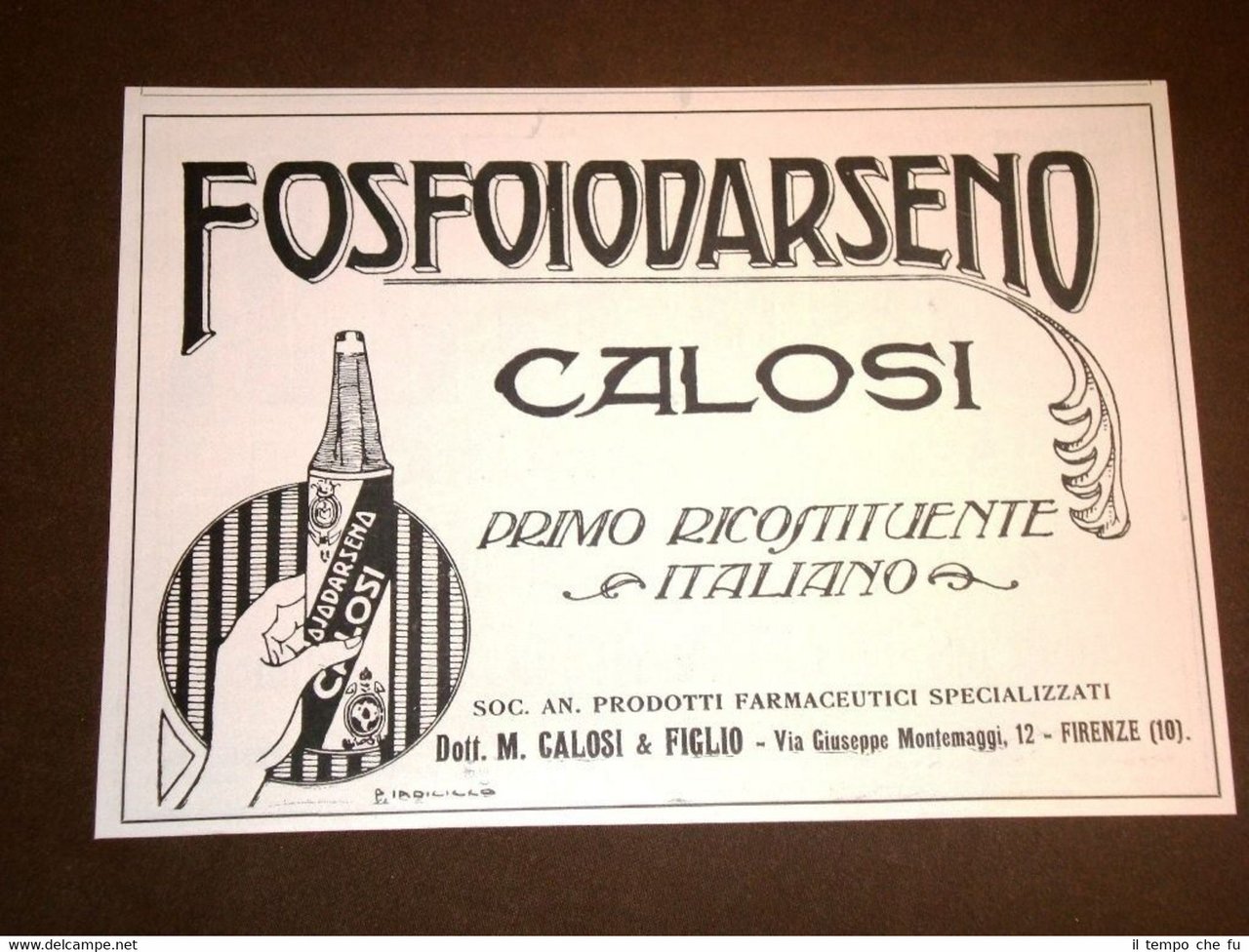Rara pubblicità dei primi del 1900 Fosfoiodarseno Calosi e Idrolitina | Immagine principale
