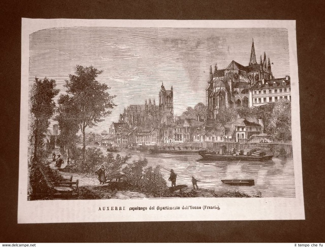 Rara veduta di Auxerre del 1866 Capoluogo della Yonne Borgogna …