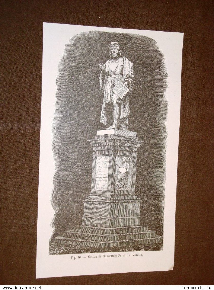 Rara veduta di fine '800 La statua di Gaudenzio Ferrari … | Immagine principale