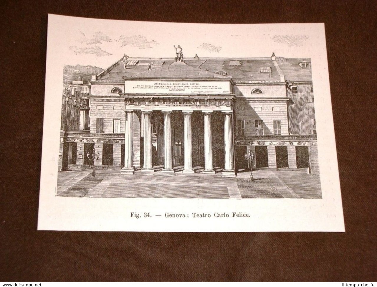 Rara veduta di Genova di fine '800 Teatro Carlo Felice