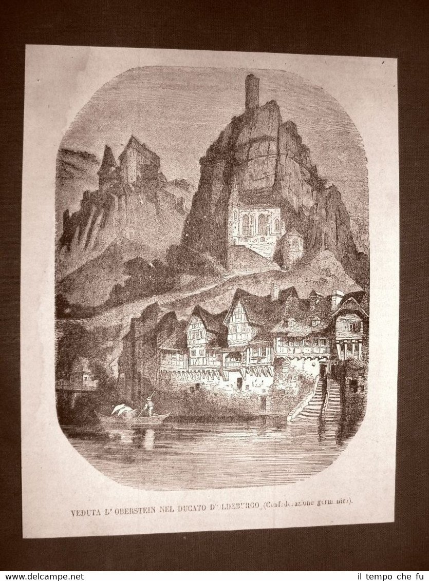 Rara veduta di Idar-Oberstein nel 1866 Ducato d'Oldeburgo Germania