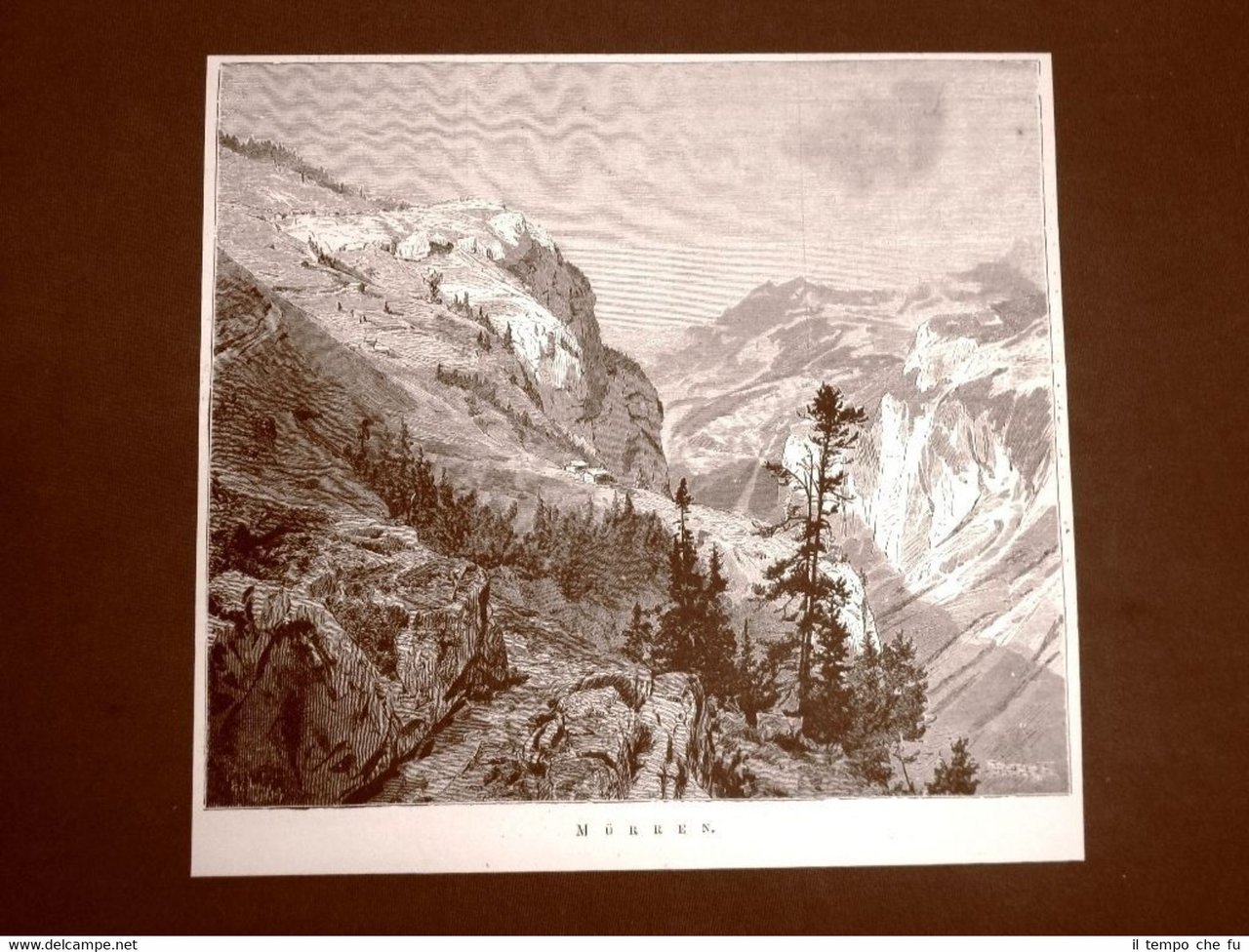 Rara veduta di Mürren o Murren nel 1877 Lauterbrunnen Svizzera