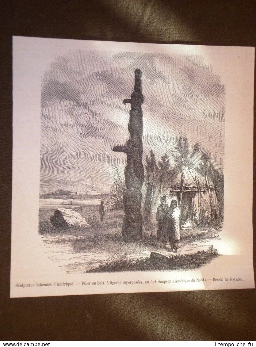 Rara veduta di una scultura indiana nel 1873 Forte Simpson … | Immagine principale