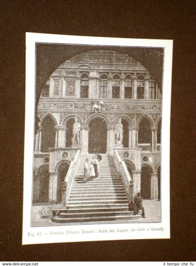 Rara veduta di Venezia di fine '800 Palazzo Ducale Scala …
