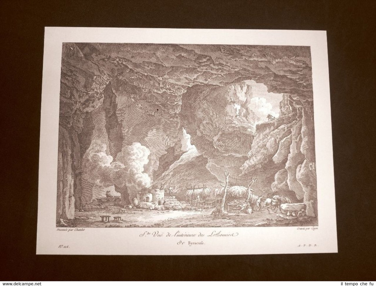 Rara veduta interna della Latomia di Siracusa Litografia Saint-Non