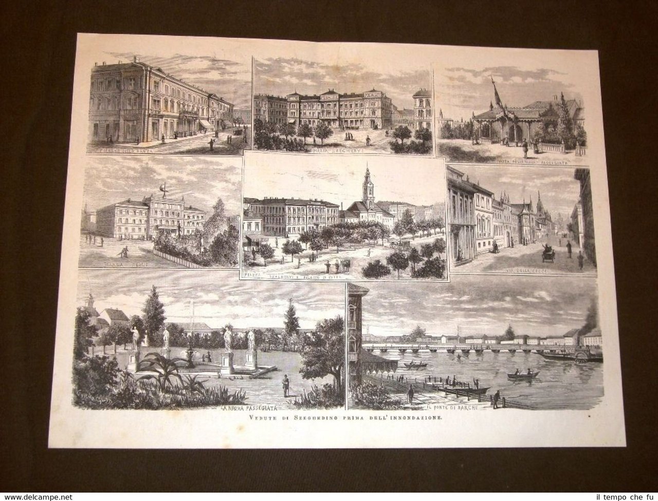 Rare vedute di Szeghedino nel 1879 Banca, passeggiata, scuola reale, …