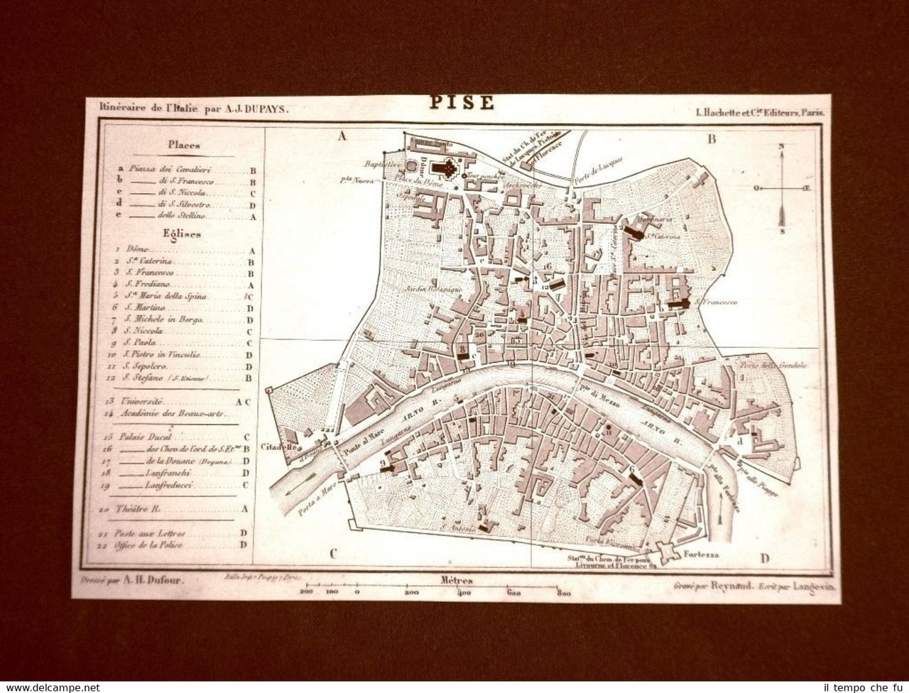 Rarissima e dettagliata carta o cartina topografica del 1863 La …
