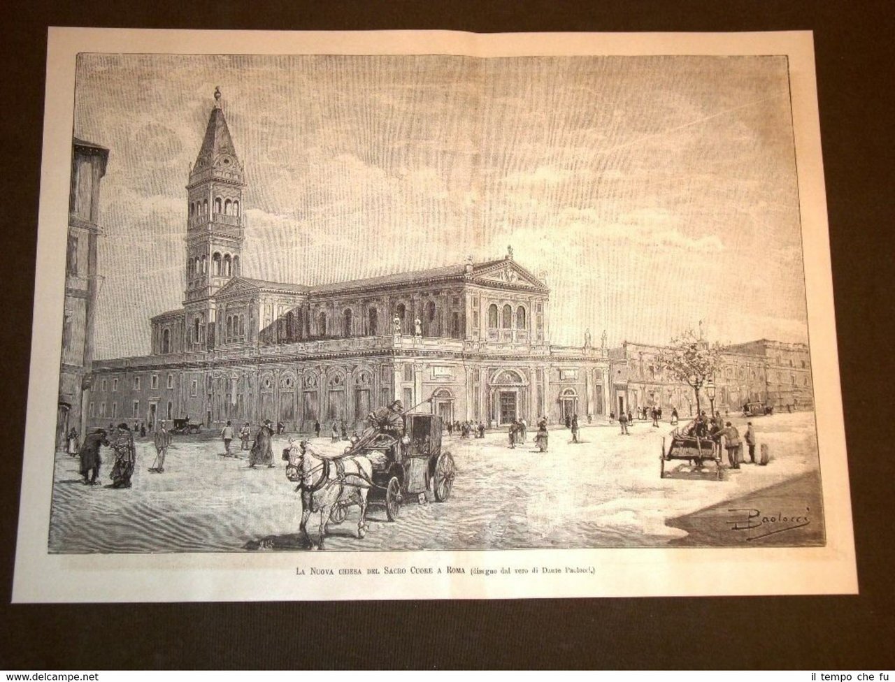 Rarissima ed animata veduta di Roma nel 1887 Nuova Chiesa …