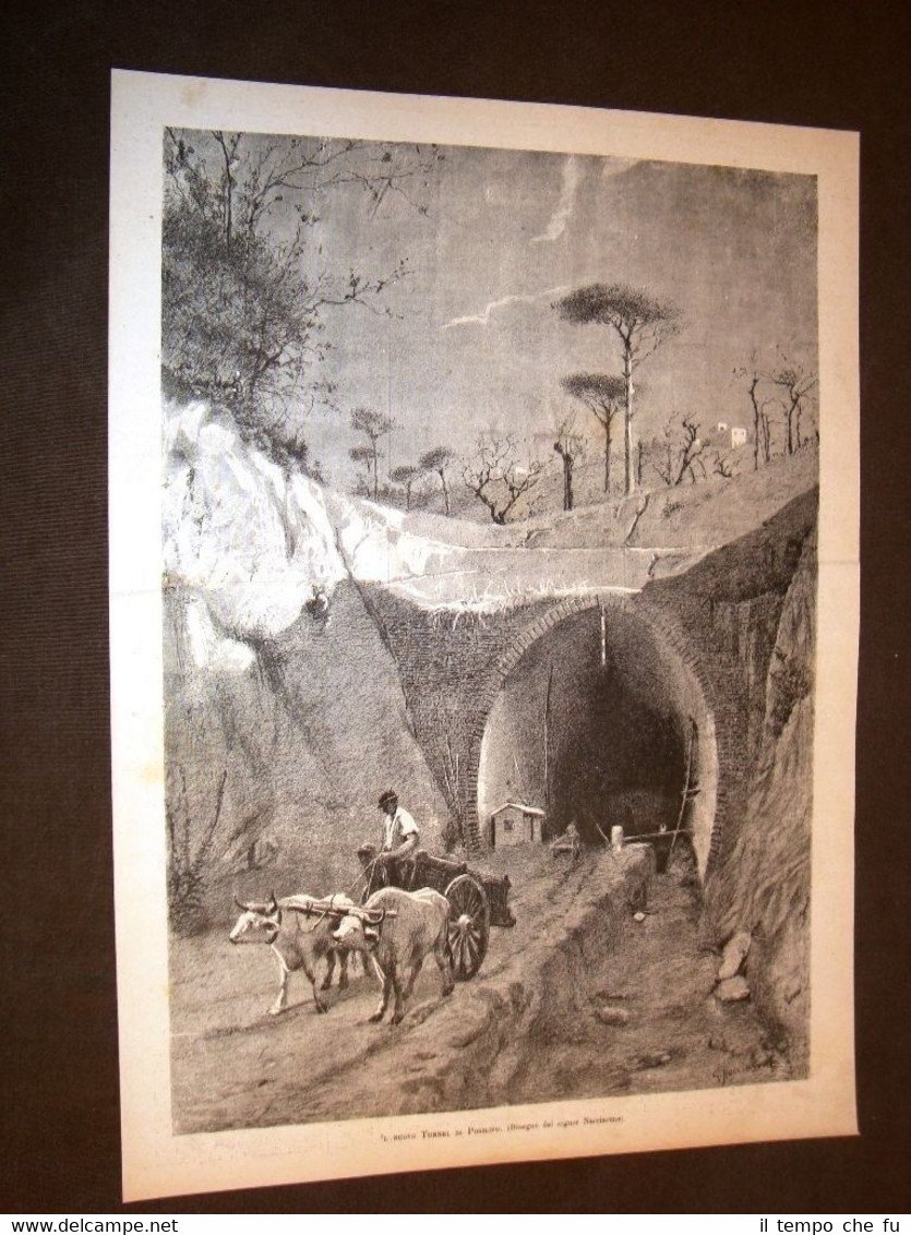 Rarissima Il nuovo tunnel di Posilipo o Posillipo nel 1883