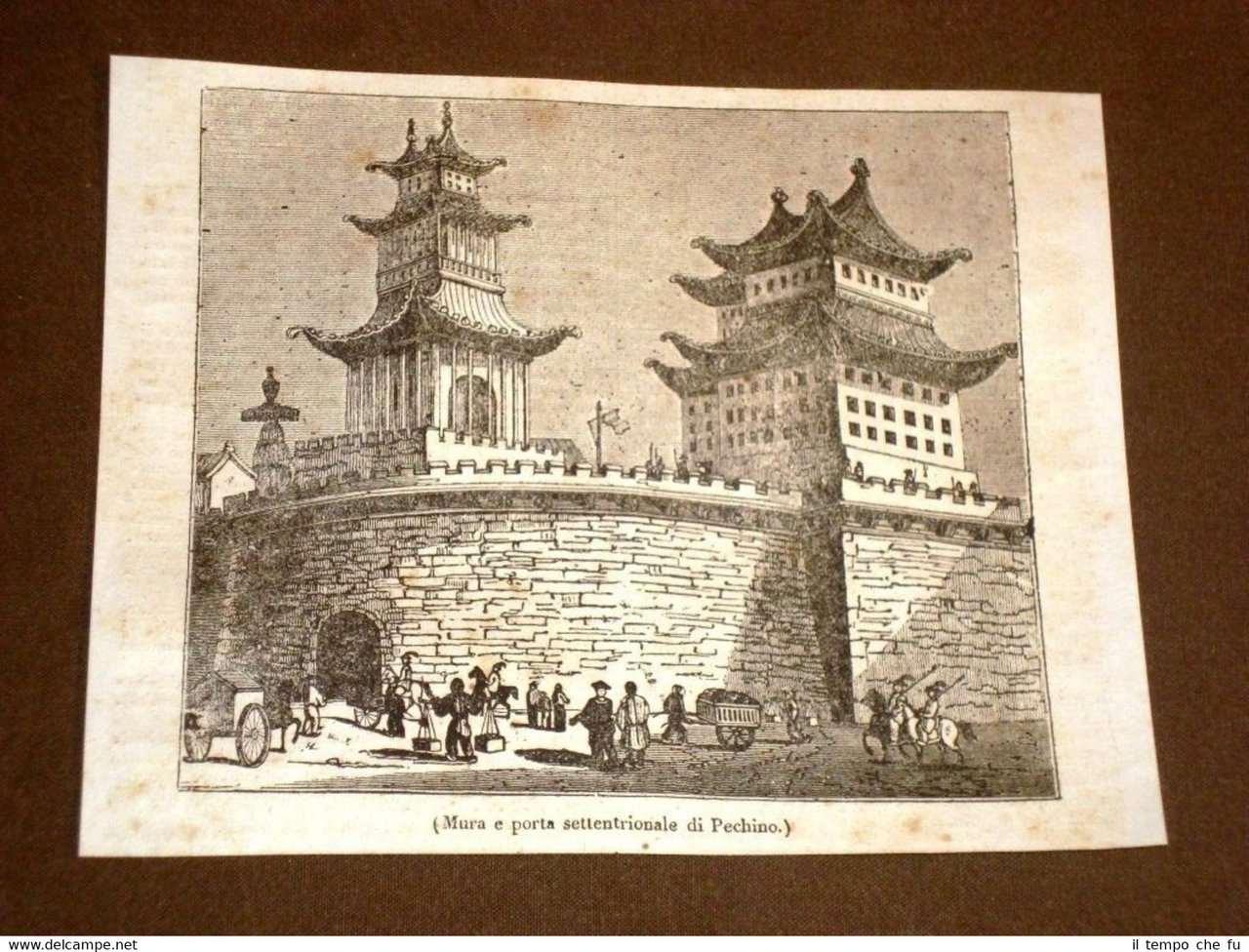 Rarissima incisione del 1836 Mura e porta di Pechino o …