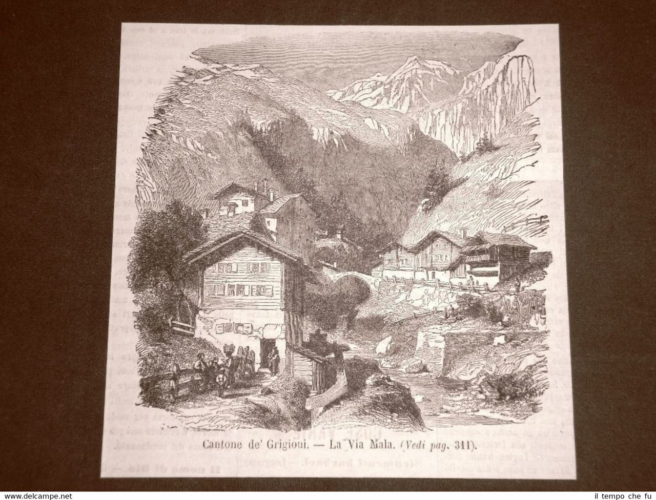 Rarissima veduta del Canton de' Grigioni del 1865 La Via …