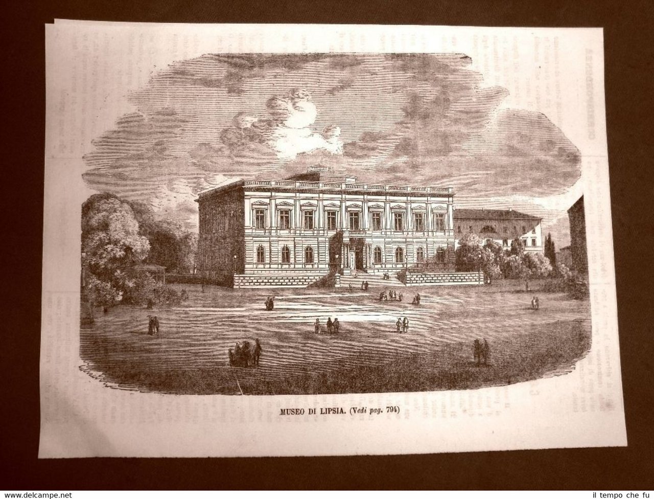 Rarissima veduta del Museo di Lipsia nel 1866 Sassonia Germania