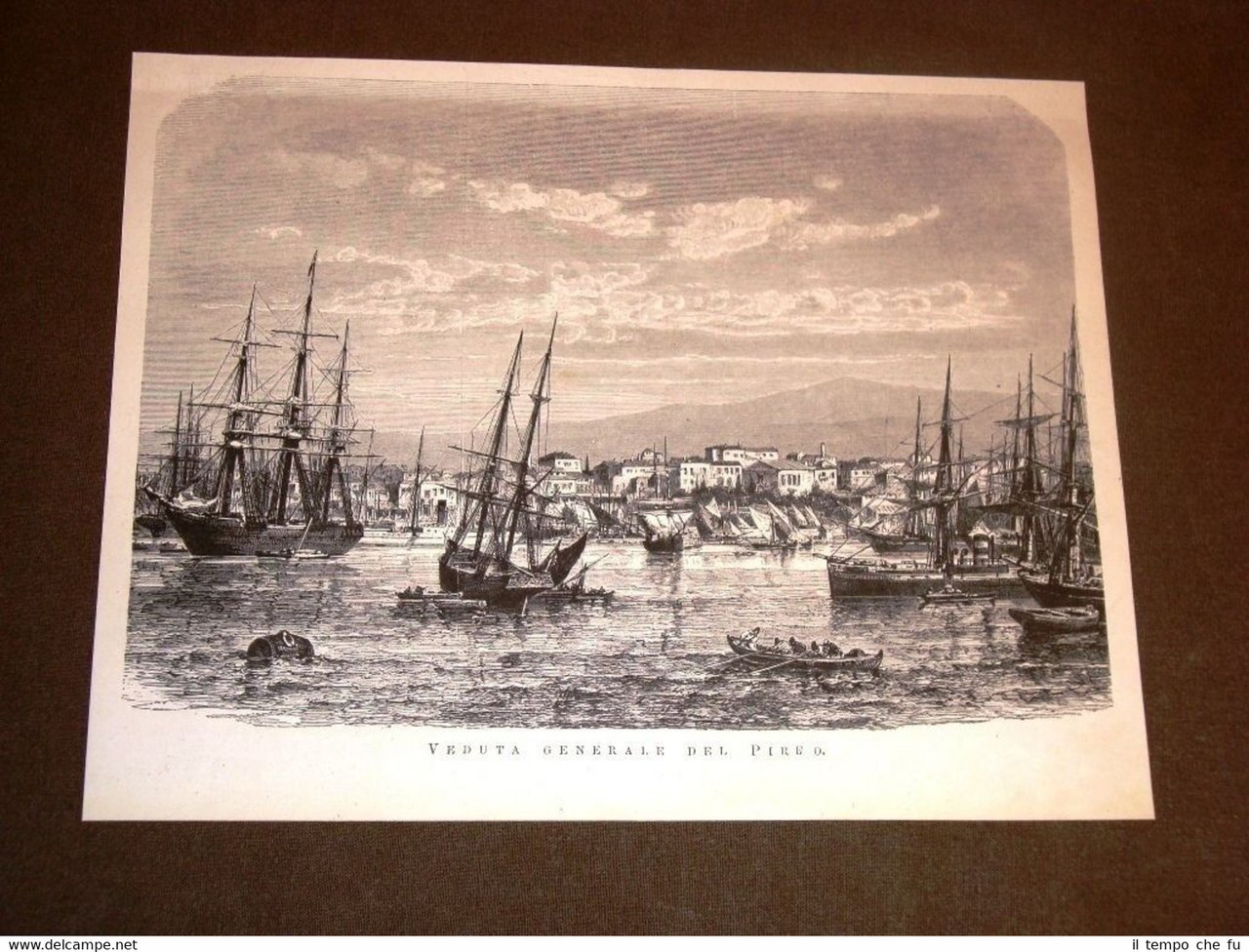 Rarissima veduta del Pireo nel 1877 Attica - Grecia