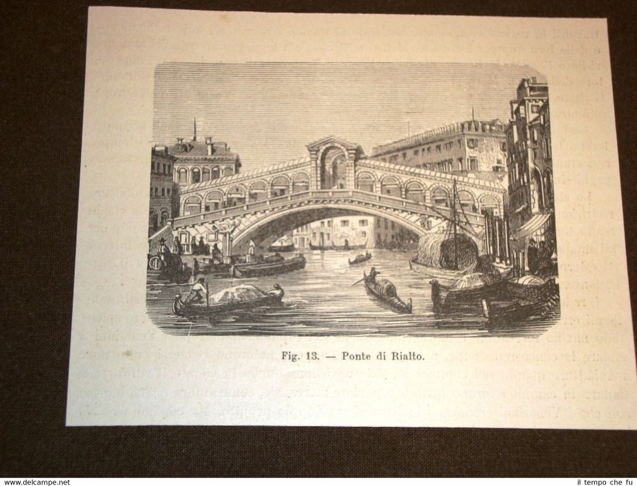 Rarissima veduta del Ponte di Rialto di fine 800 Venezia