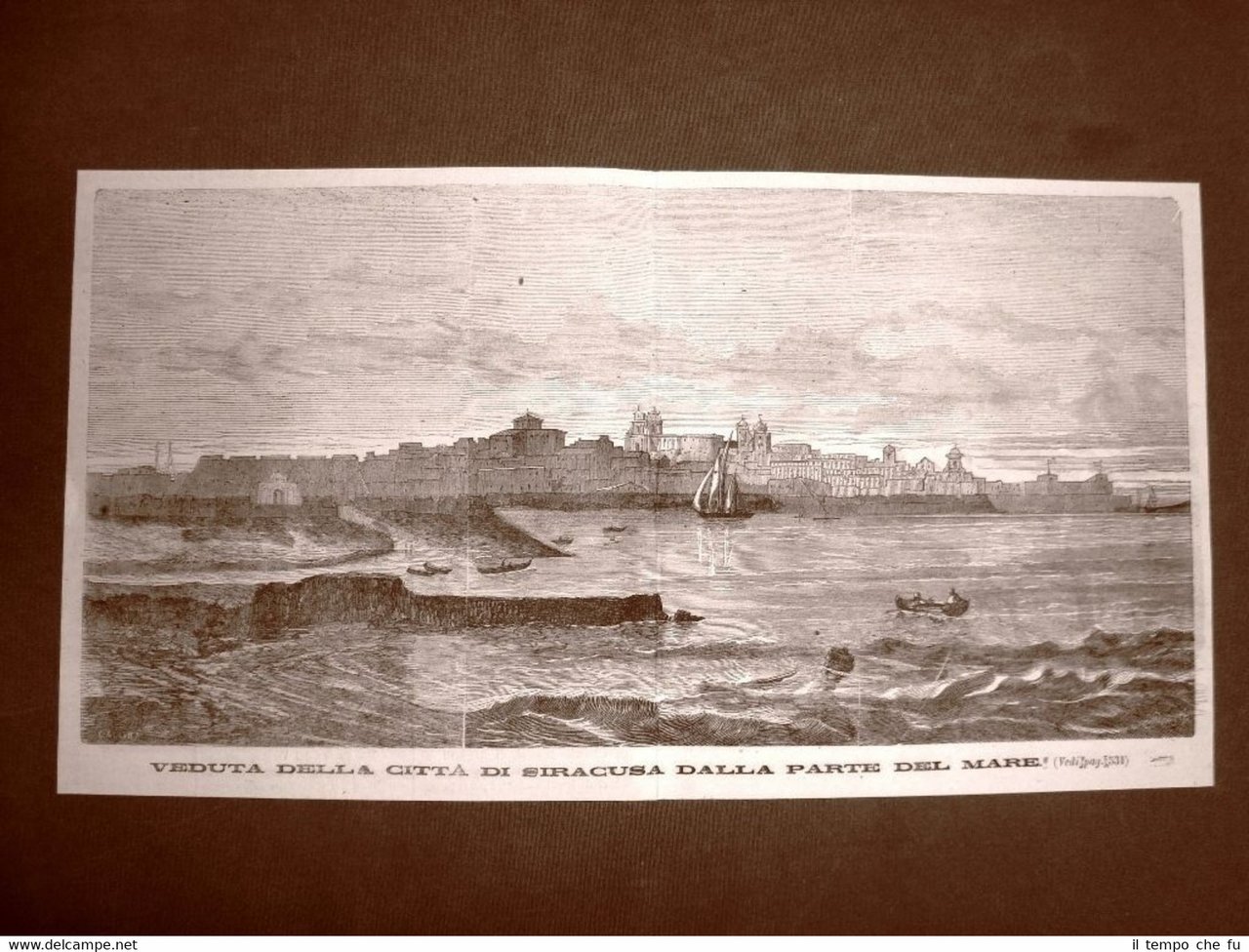 Rarissima veduta della città di Siracusa del 1866 Dalla parte …