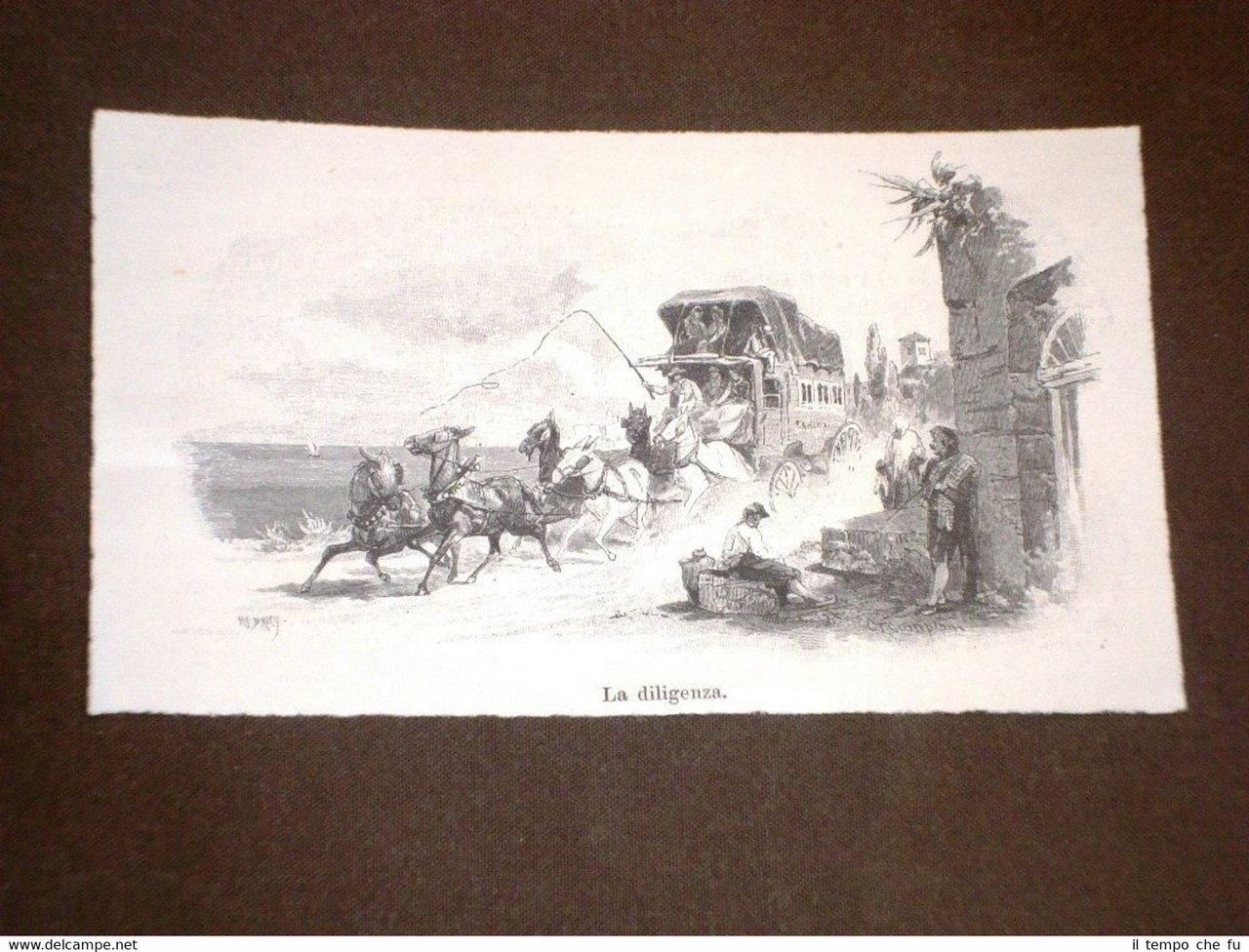 Rarissima veduta di Barcellona del 1892 La diligenza Mediterraneo Pittoresco | Immagine principale