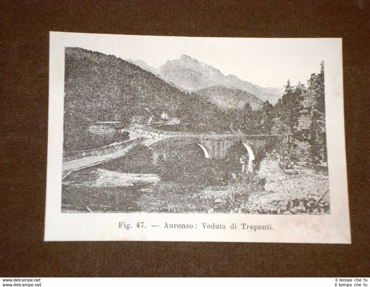 Rarissima veduta di fine '800 Auronzo - Veduta di Treponti