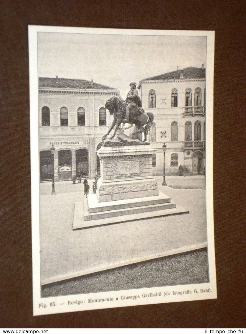 Rarissima veduta di fine '800 Rovigo - Monumento a Giuseppe … | Immagine principale