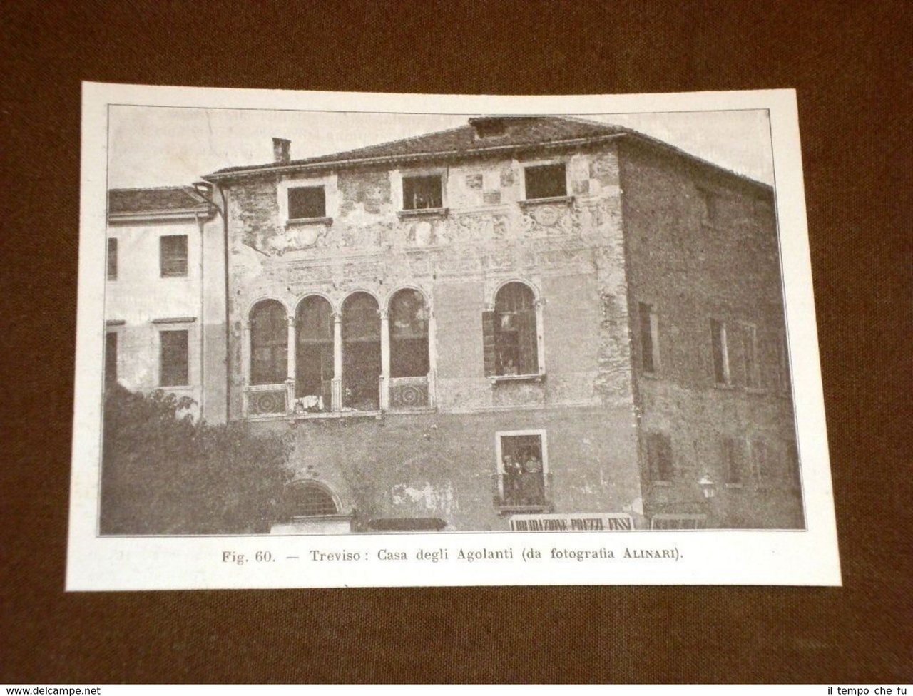 Rarissima veduta di fine '800 Treviso - Casa degli Agolanti