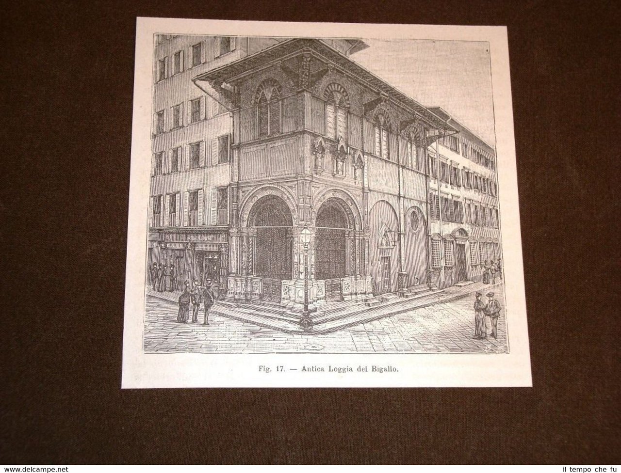 Rarissima veduta di Firenze nell'800 Loggia del Bigallo